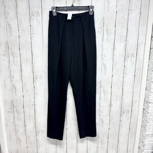 Frank and Oak Pants Women Size 0 Black Pleated Front Trousers Pockets Zip Fly